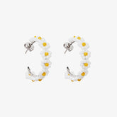 Beaded Flower Hoop Earrings