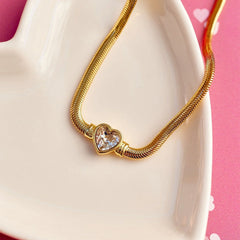Rhinestone Heart Choker